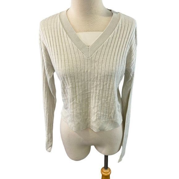 NWOT BP Reagan Rib Crop Sweater in Ivory (L)‎ - Picture 9 of 10